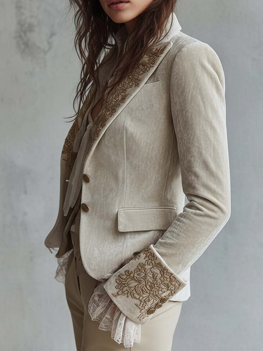 Constance | Ivory Blazer Tailored Embroidery