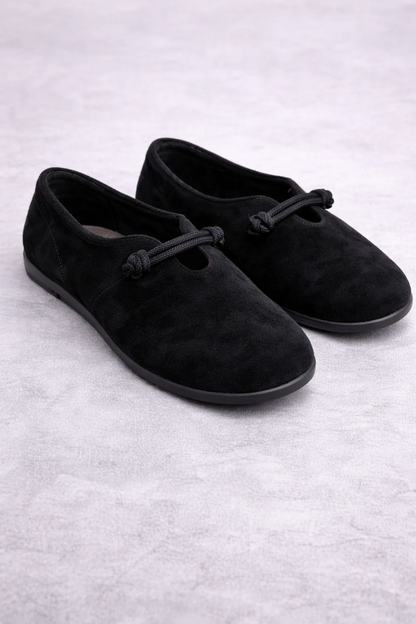 Livia | Suede Bow Slip-On Flats