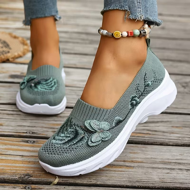 Lily | Floral Knit Slip-On Trainers
