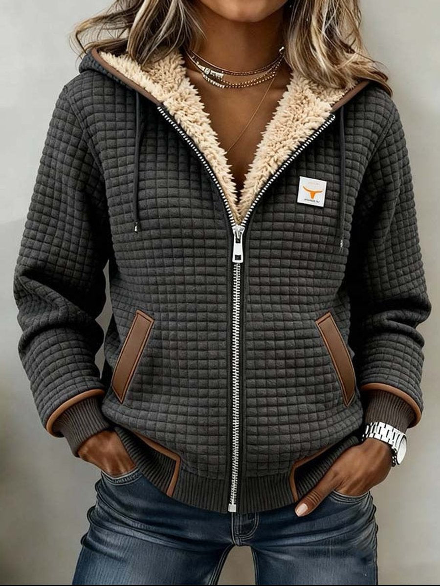 Bridgette | Cosy Textured Zip-Up Hooded Jacket